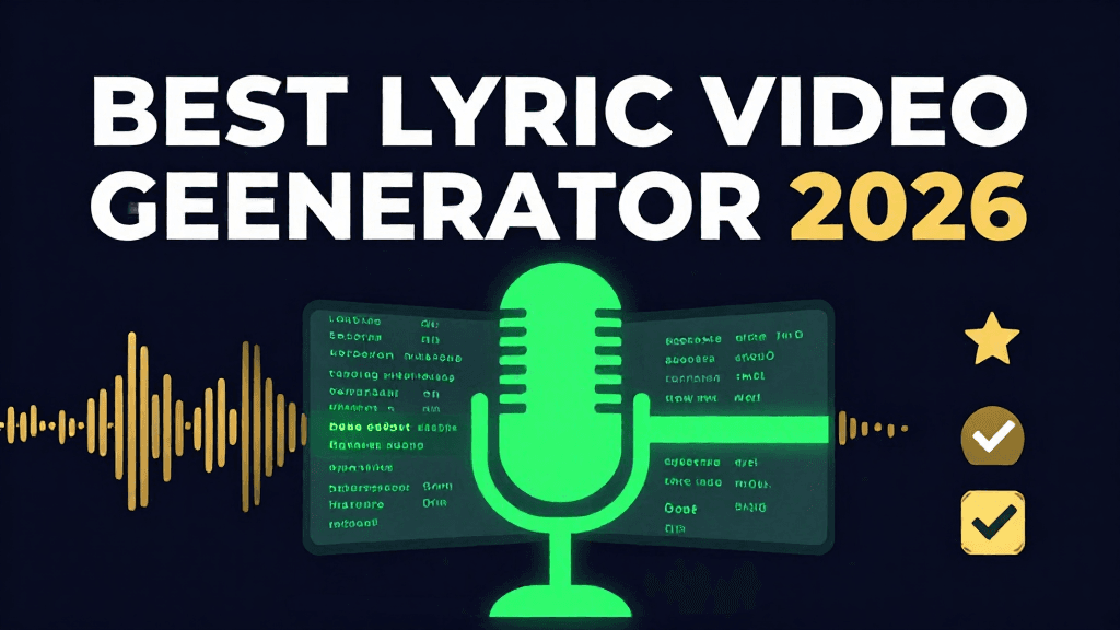 A comparison of AI lyric video generators on a studio screen