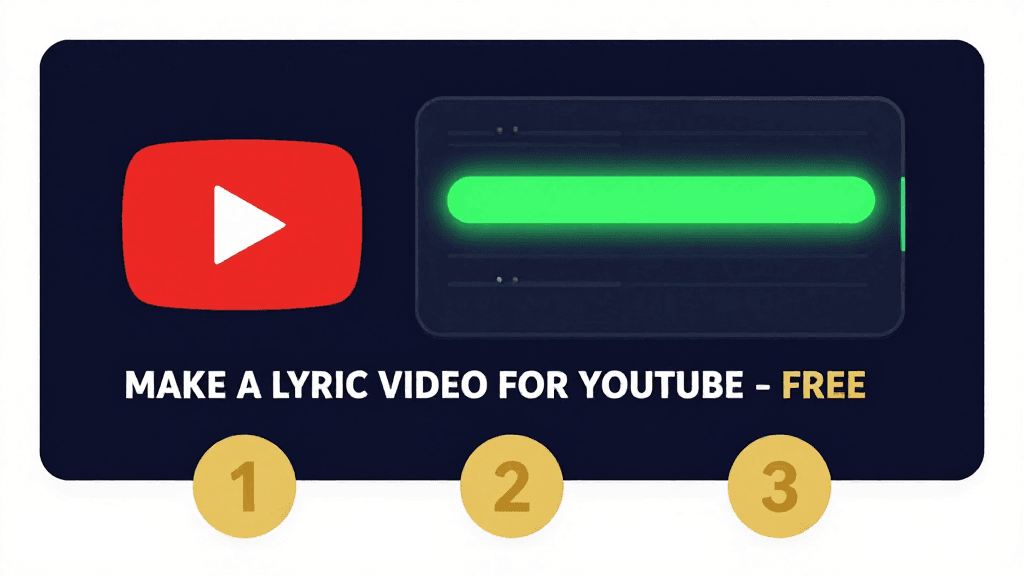 A lyric video being built from a YouTube link on a laptop