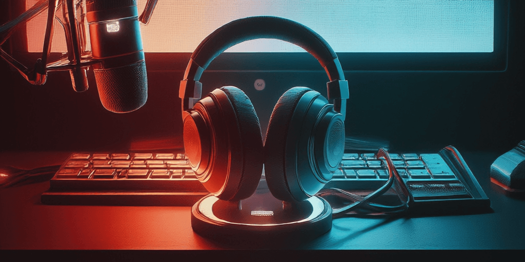A smartphone playing a music video connected to studio headphones